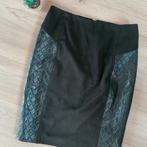 Black Faux Leather Pencil Skirt